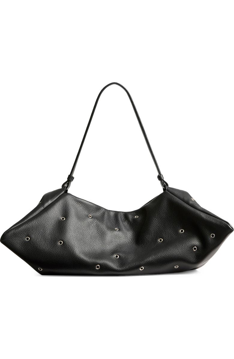Altuzarra Origami Grommet Studded Leather East/West Bag, Main, color, 381001 Black/ Silver