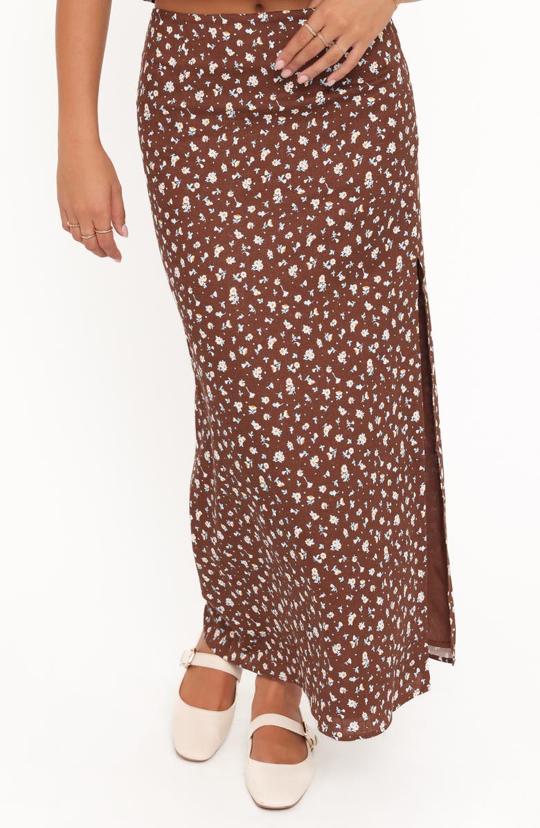 Petal & Pup Madison Floral Maxi Skirt, Alternate, color, Brown Floral