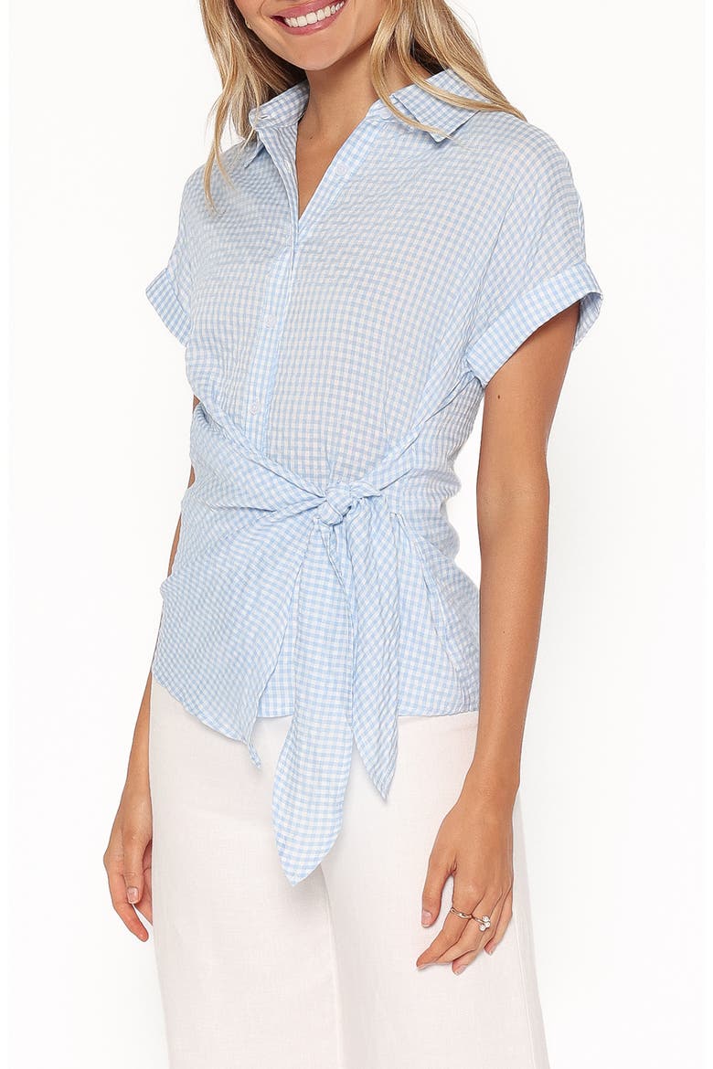 Shiloh Side Tie Shirt, Alternate, color, BLUE GINGHAM