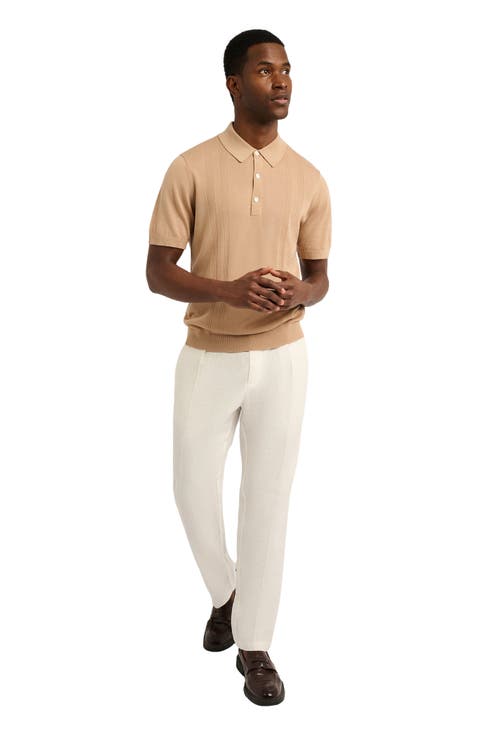 Silk Ribbed Knit Polo