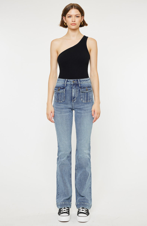 Kancan Carrie High Rise Vintage Bootcut Jeans In Blue