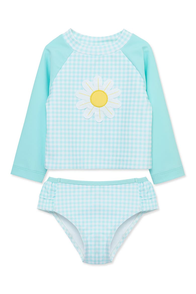 Daisy Rashguard Top & Bikini Bottoms Set, Main, color, BLUE