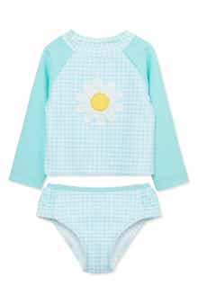 Little Me Daisy Rashguard Top & Bikini Bottoms Set