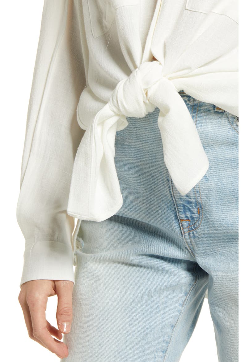 Oversize Button-Up Shirt, Alternate, color, CREAM