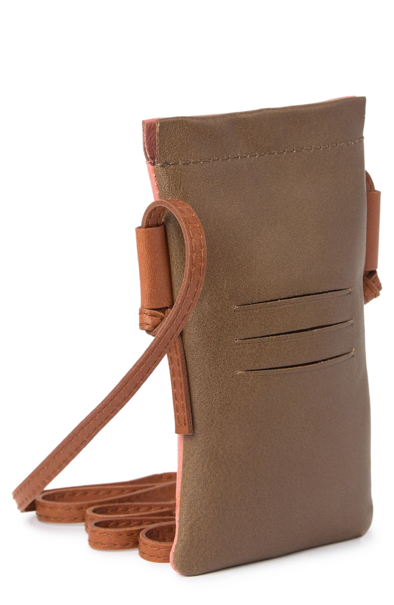 The Smartphone Leather Crossbody Bag, Alternate, color, WEATHERED OLIVE MULTI