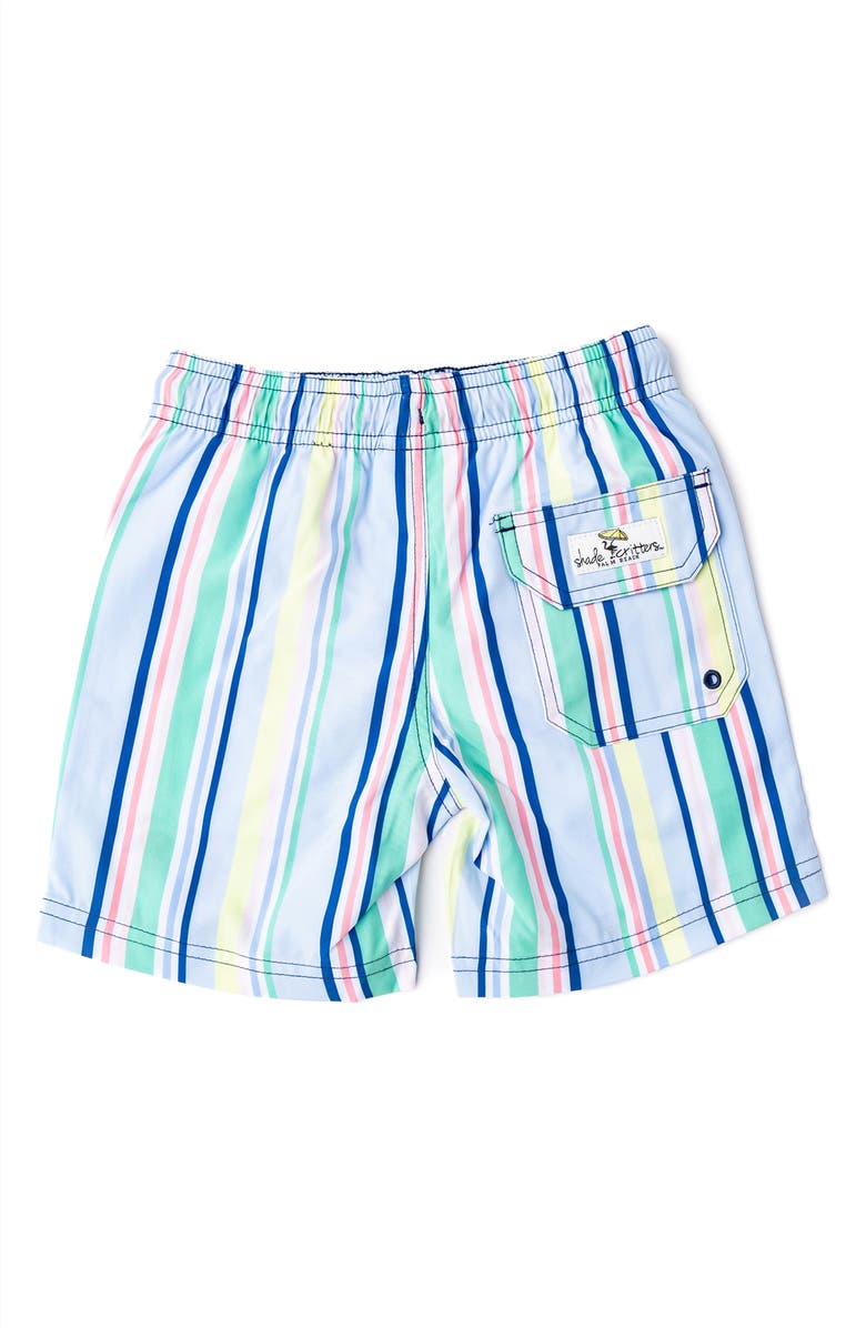 Shade Critters Kids' Beach Stripe UPF 50+ Swim Trunks, Alternate, color, Blue Multi