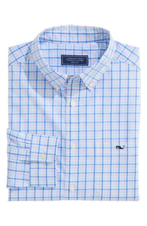Vineyard Vines Kingstown Check Saltwater Wash Stretch Button-down Shirt In Flamingo