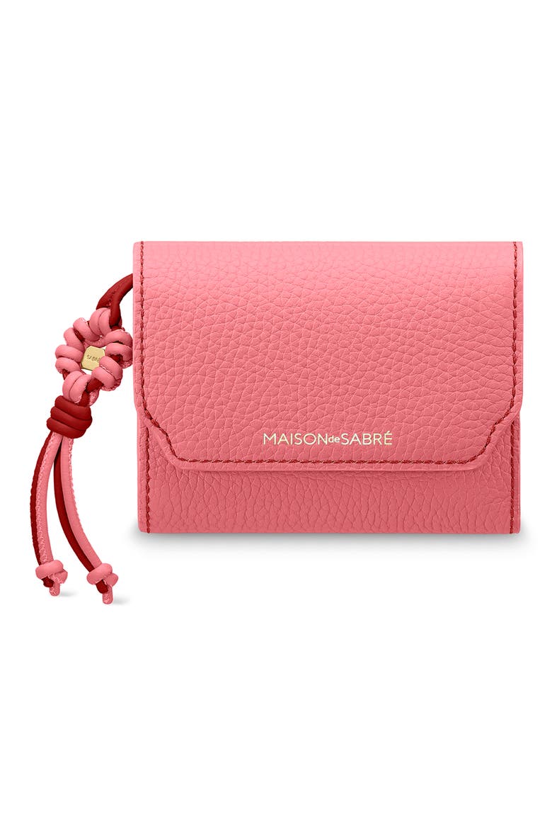 Bloom Edition Leather Trifold Wallet, Main, color, Candy Brick