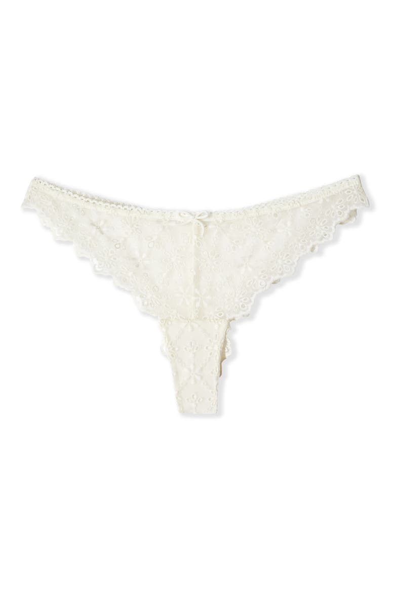 Jane Embroidered Tanga Thong, Alternate, color, ECRU