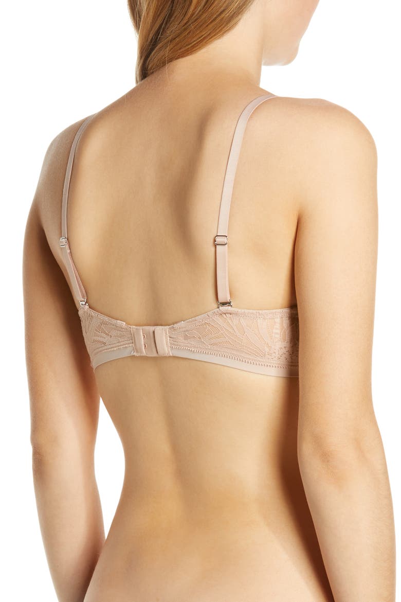 Sleek Micro Lace Underwire Convertible Push-Up Bra, Alternate, color, CHAMPAGNE