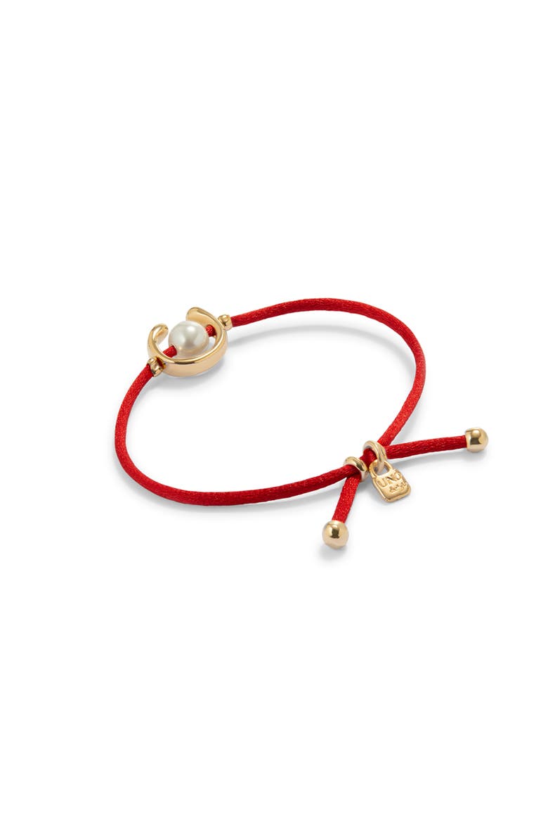 18K Gold-Plated Red Thread Bracelet with Shell Pearl Accessory, Alternate, color, Gold