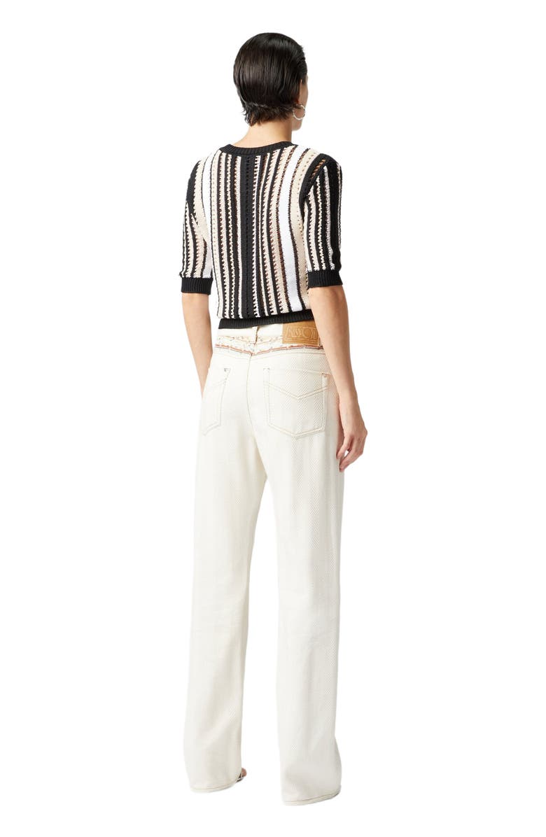 Missoni Striped Crochet Crewneck Sweater With Short Sleeves, Alternate, color, 