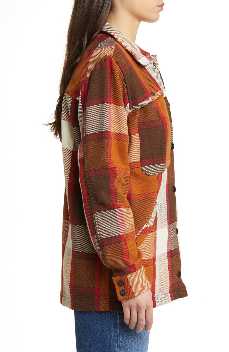 Topo Designs Mountain Oversize Plaid Organic Cotton Shirt Jacket, Alternate, color, Brown/ Natural Plaid