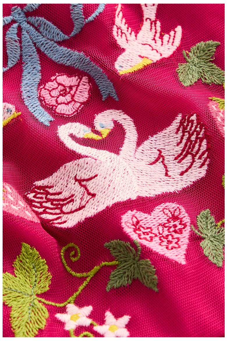 Kids' Embroidered Tulle Dress, Alternate, color, CHERRY JAM LOVEBIRDS