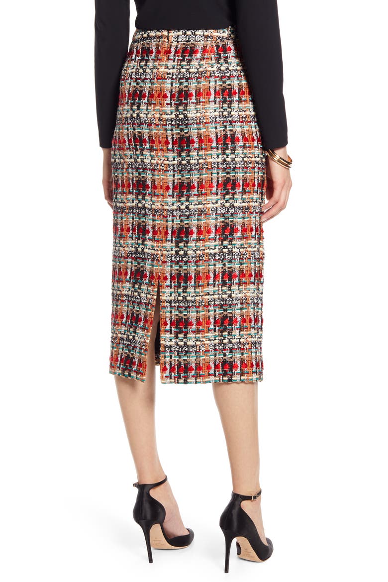 Tweed Pencil Skirt, Alternate, color, BLACK- RED TWEED