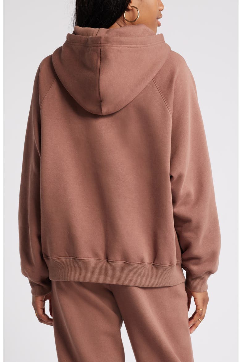 Fleece Detail Oversize Raglan Hoodie, Alternate, color, BROWN TOPAZ