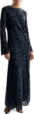 MANGO Devor Burnout Long Sleeve Maxi Dress