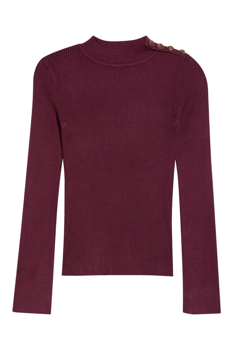 Button Detail Rib Top, Alternate, color, RED