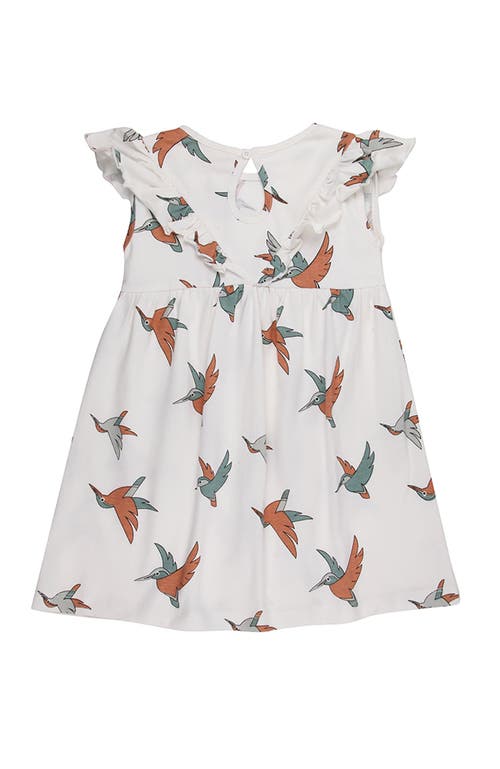 Turtledove London Kids Organic Cotton Birdsong Print Dress In White