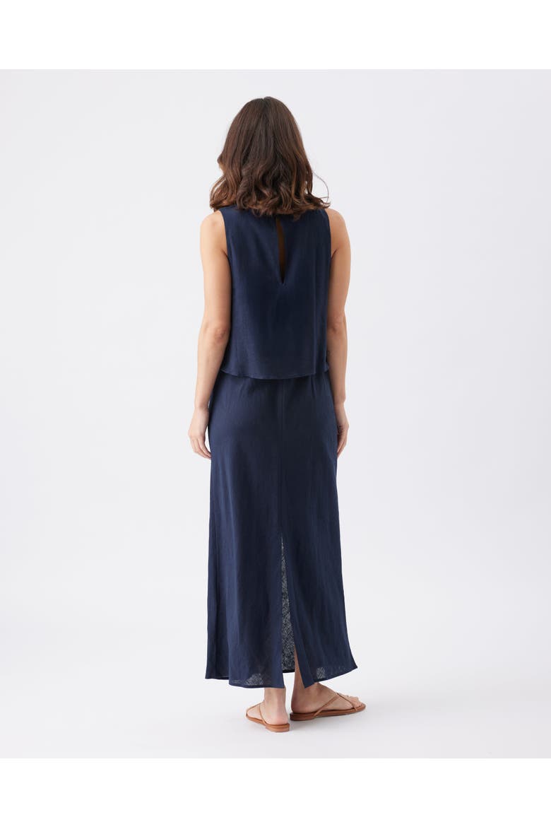 Lena Linen Nursing Dress, Alternate, color, Navy