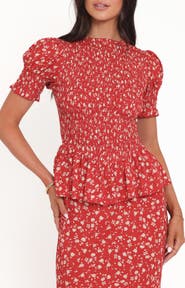 Petal & Pup Zoella Floral Smocked Peplum Top