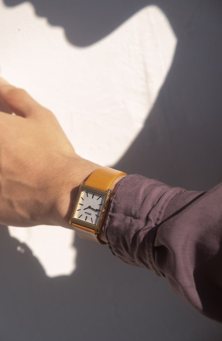 BREDA Virgil Leather Strap Watch, 26mm, Alternate, color, Gold/ Clay/ Ivory