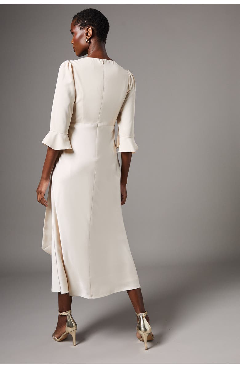 Coast Ruffle Sleeve Satin Wrap Dress, Alternate, color, Champagne