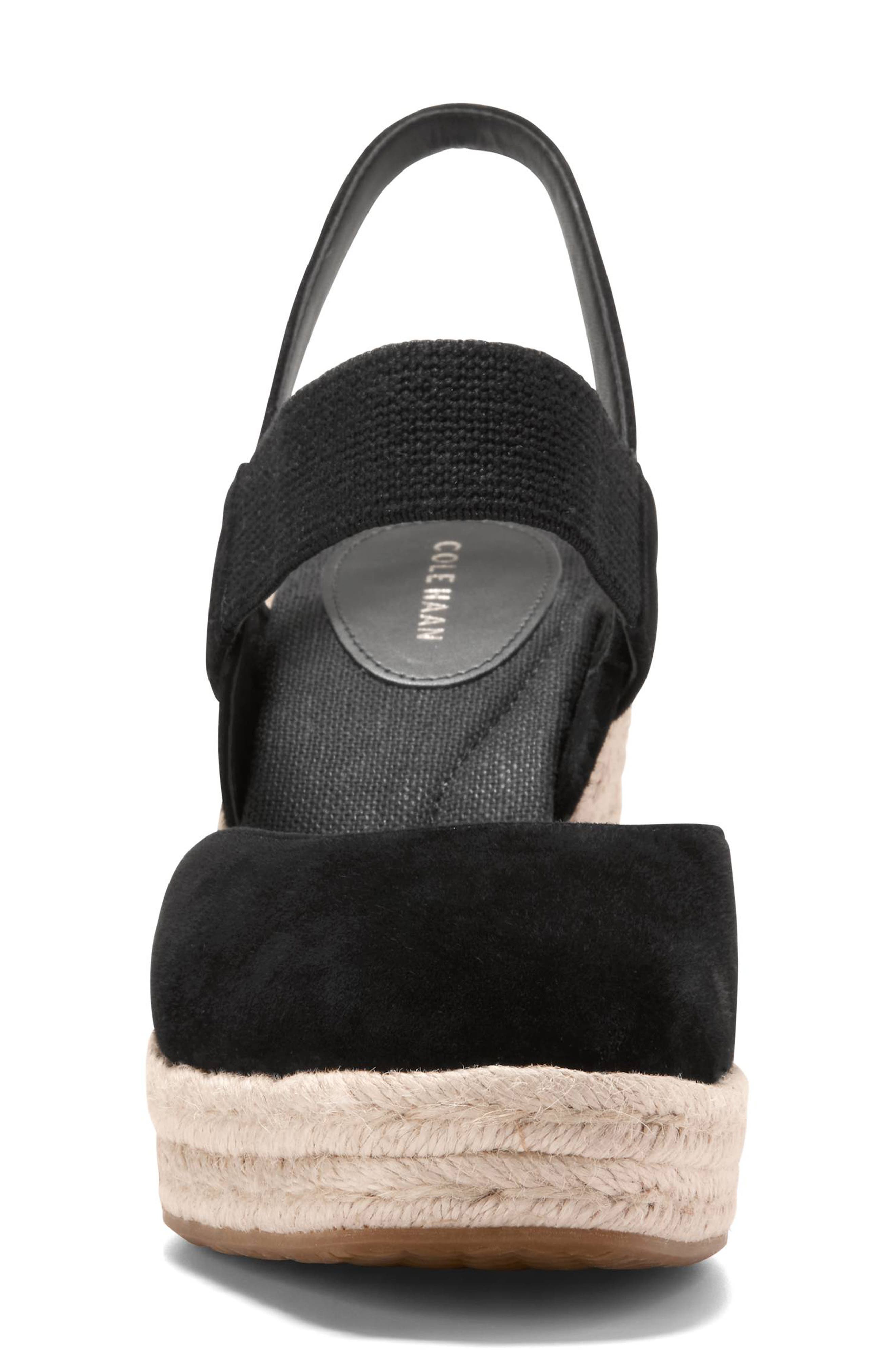 Cole Haan Kenna Espadrille Wedge Sandal, Alternate, color, Black Suede / Black Elastic