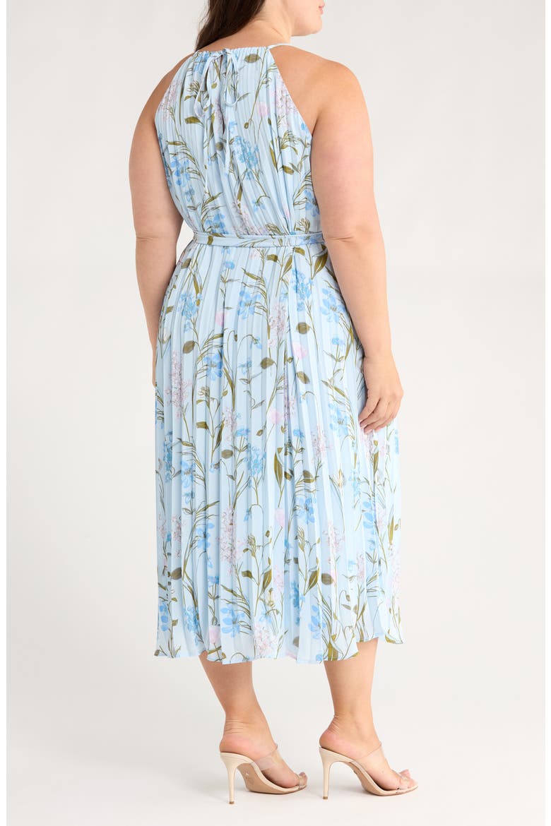 Leida Floral Pleat Midi Dress, Alternate, color, BABY BLUE