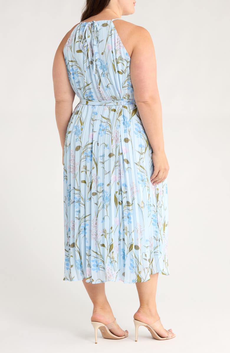 SUGARLIPS Leida Floral Pleat Midi Dress, Alternate, color, Baby Blue