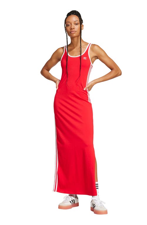 Adidas Originals Adicolor 3-stripes Tank Maxi Dress In Better Scarlet/white