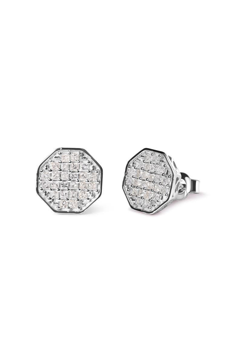 Haus of Brilliance 10K White Gold 7/8 Cttw Princess Diamond Composite Octagon Shaped Stud Earrings, Alternate, color, White