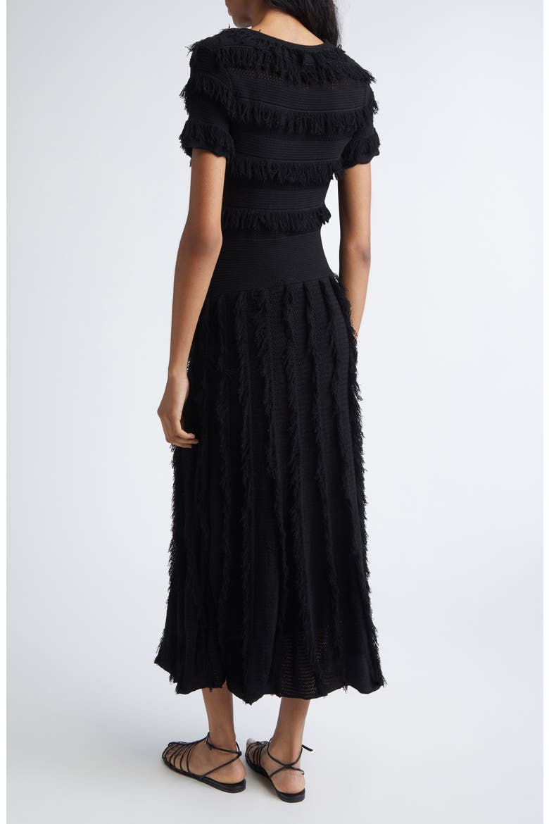Grazia Fringe Sweater Dress, Alternate, color, BLACK