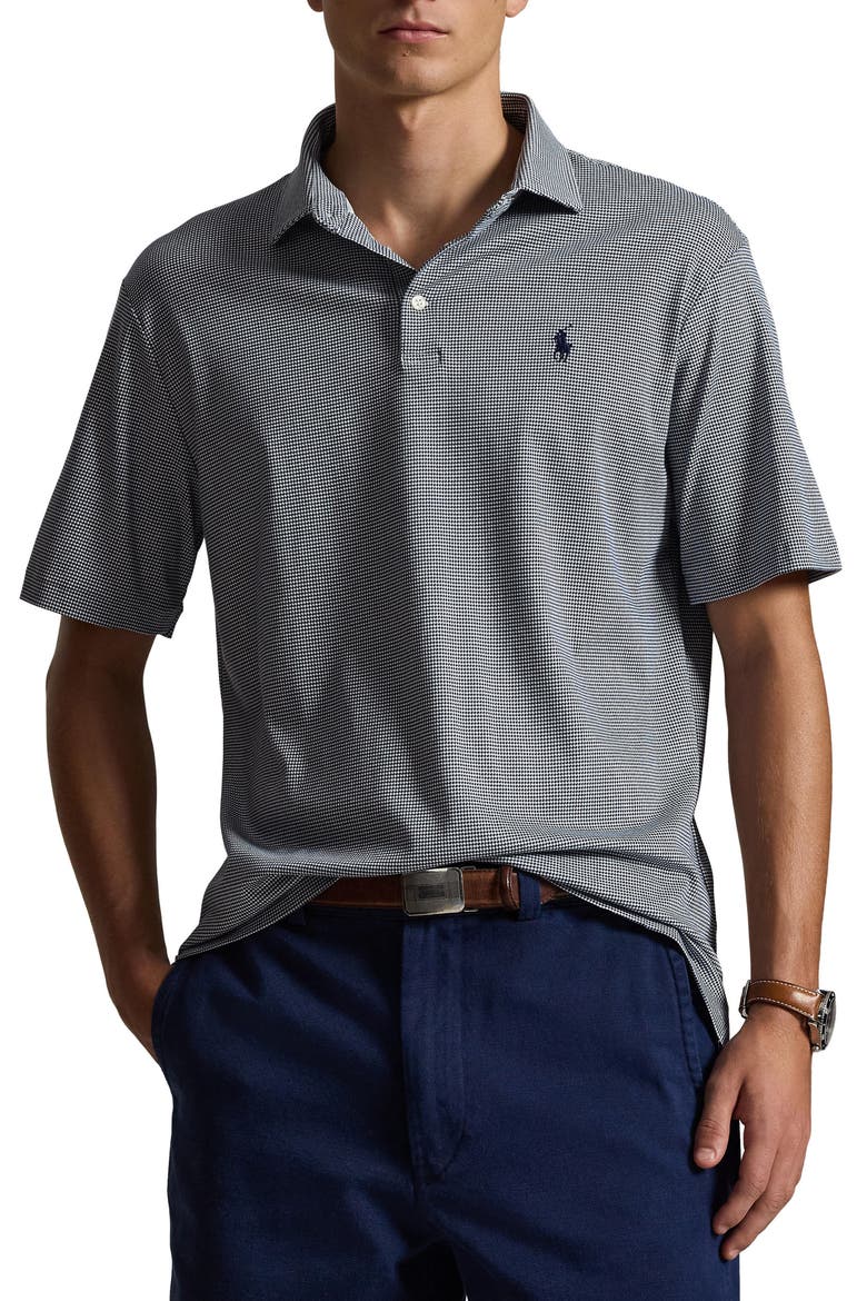 Houndstooth Cotton Polo, Main, color, FAIRWAY HNDSTTH- NEWPORT NAVY