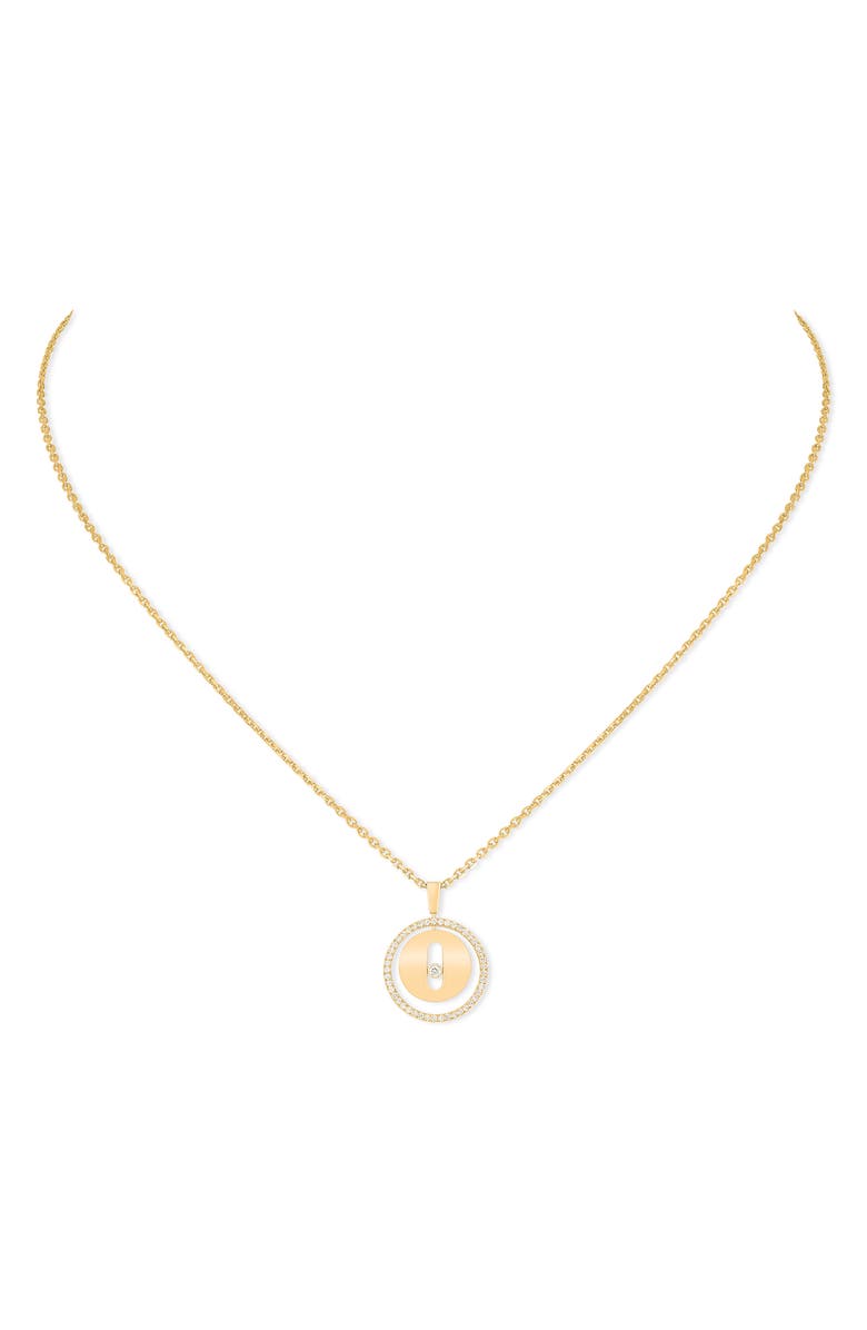 Messika Lucky Move Pavé Diamond Pendant Necklace, Main, color, Yellow Gold