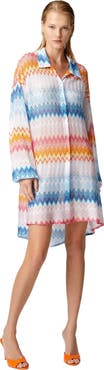 Missoni Oversized Shirt In Zig Zag Lamé Viscose Blend