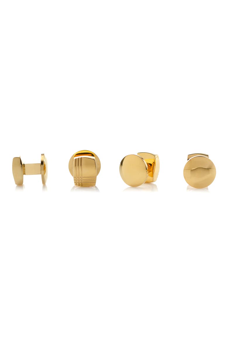 Tartan Embossed Cuff Links & Shirt Studs Set, Alternate, color, GOLD