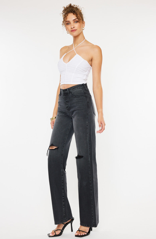 Kancan Montana Ultra High Rise 90's Flare Jeans In Gray