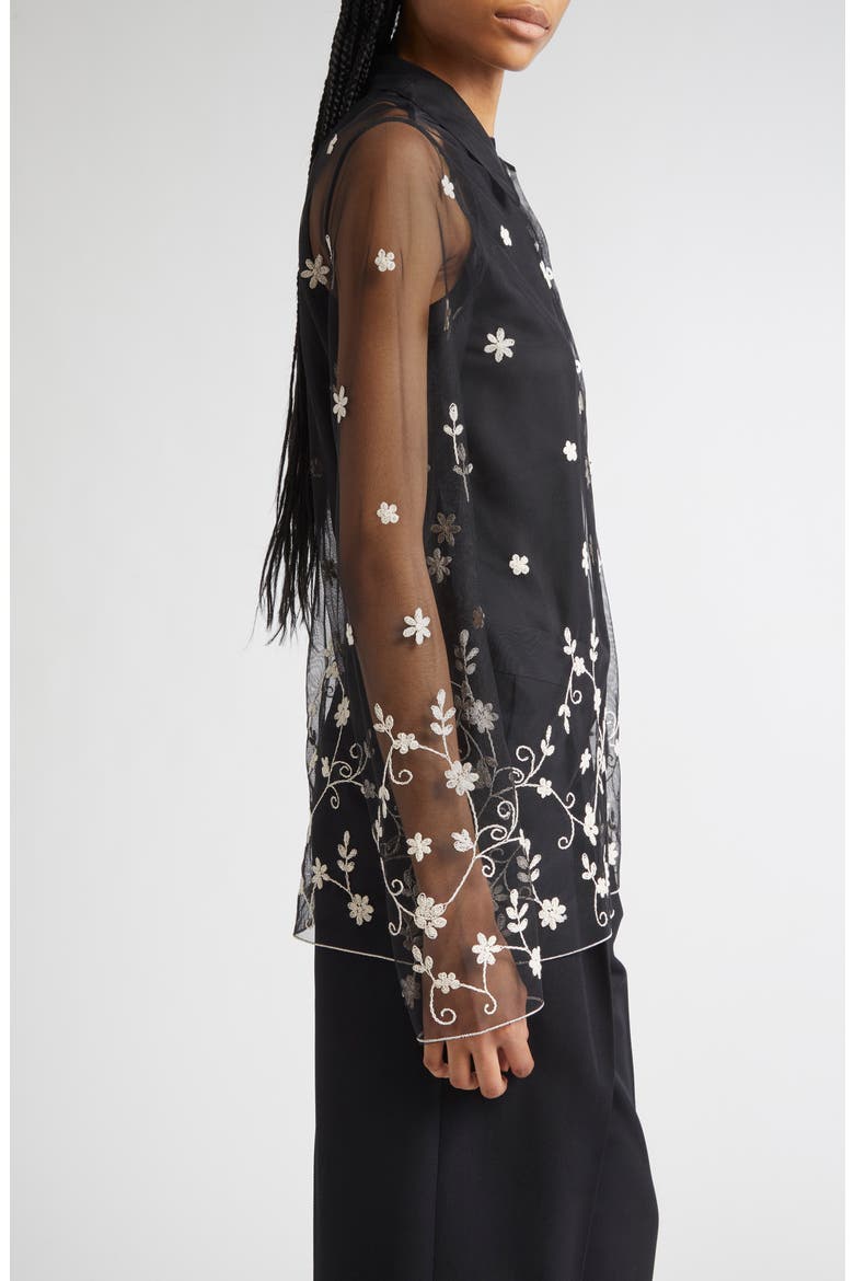 Floral Embroidered Tulle Shirt (Women) | Nordstrom