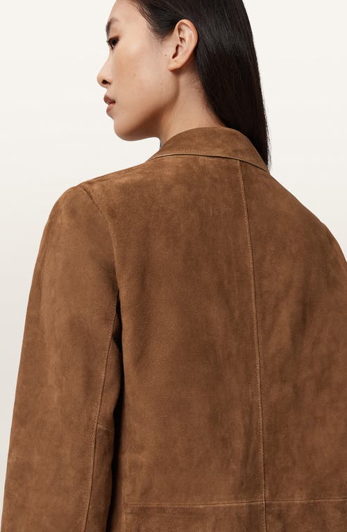 Allsaints Womens Sugar Brown Arna Lapel-collar Single-breasted Suede Blazer Xs In Brown