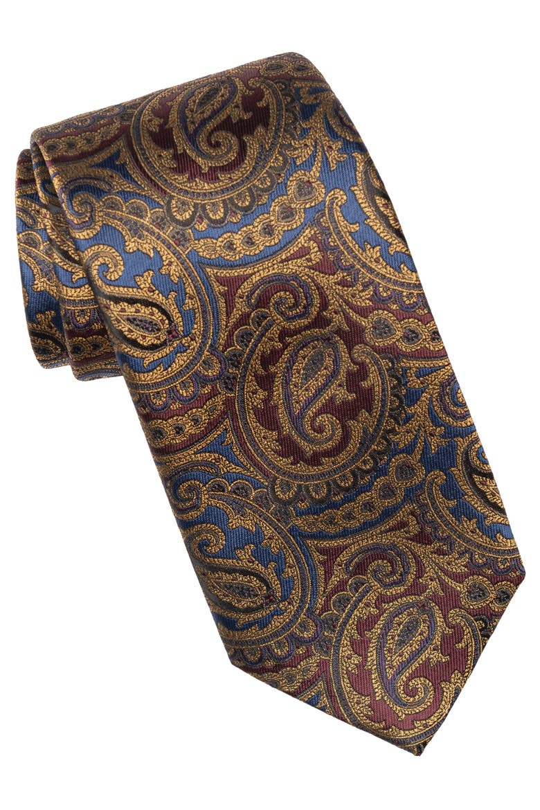 San Carlo - Extra Long Silk Jacquard Tie for Men, Main, color, Sapphire and Ruby
