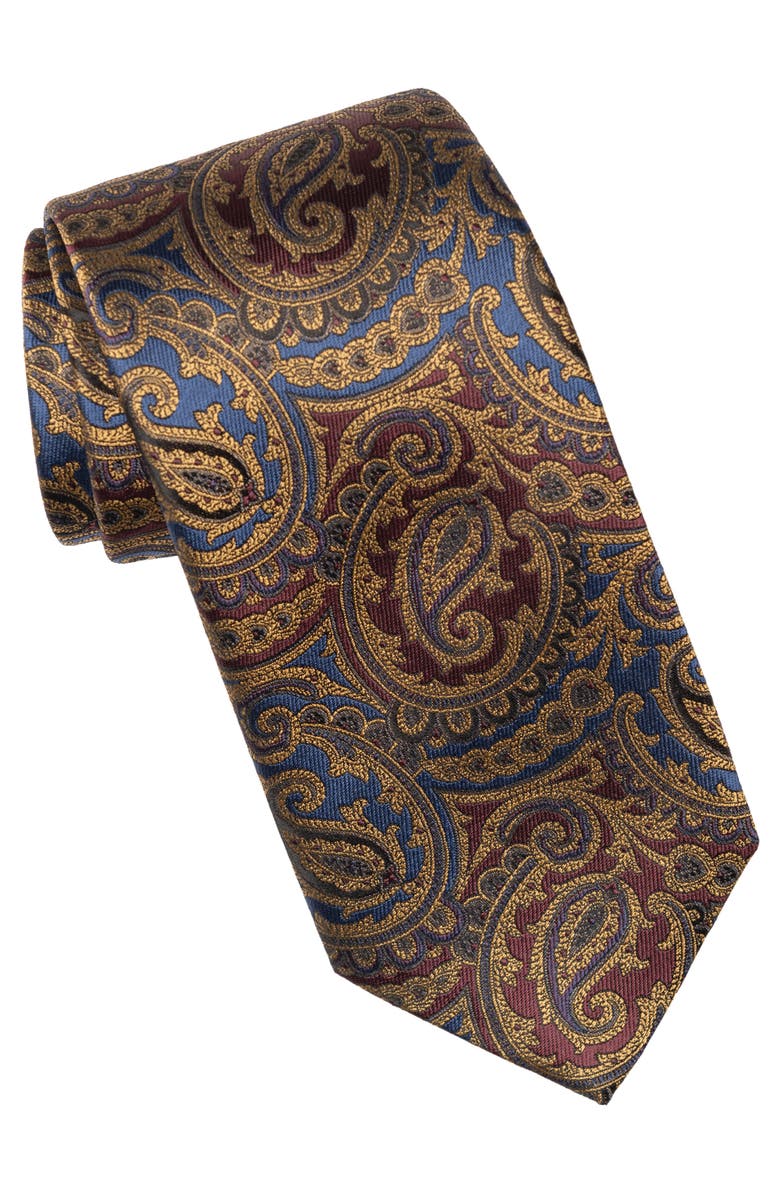 Elizabetta San Carlo - Extra Long Silk Jacquard Tie for Men, Main, color, Sapphire And Ruby