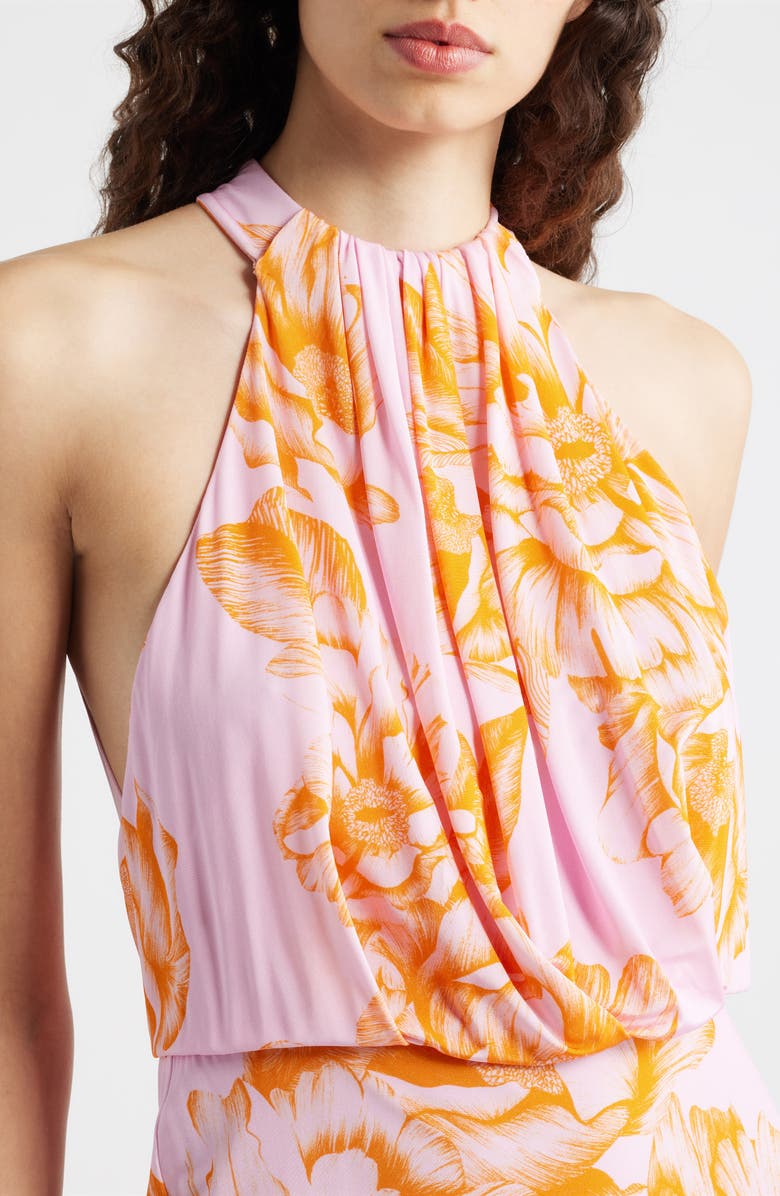 Black Halo Elowen Floral Drape Bodice Gown, Alternate, color, Fleur De Peony