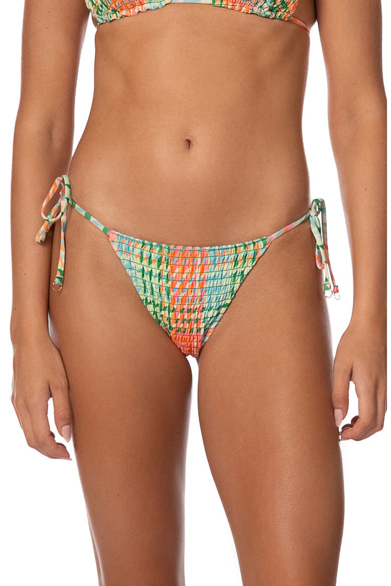 Dreamy Grid Sunflash Side Tie Bikini Bottoms, Main, color, OPEN GREEN