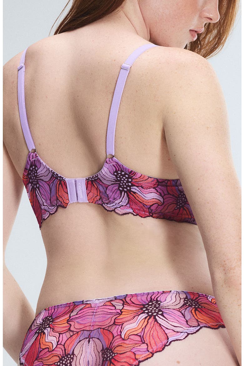 Mosaic Floral Lace Unlined Demi Bra, Alternate, color, PURPLE OPAL