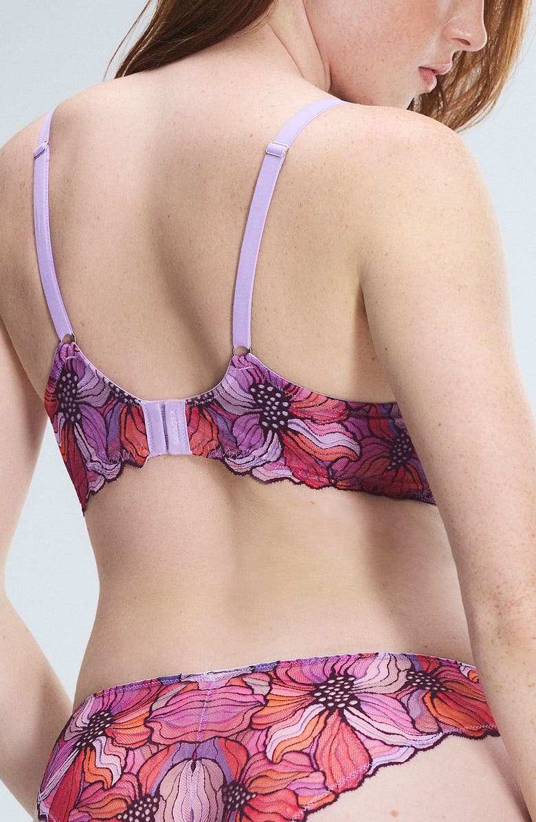 SAVAGE X FENTY Mosaic Floral Lace Unlined Demi Bra, Alternate, color, Purple Opal