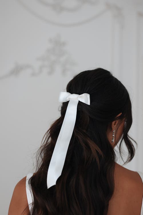 Untamed Petals Blair Satin Bow In White