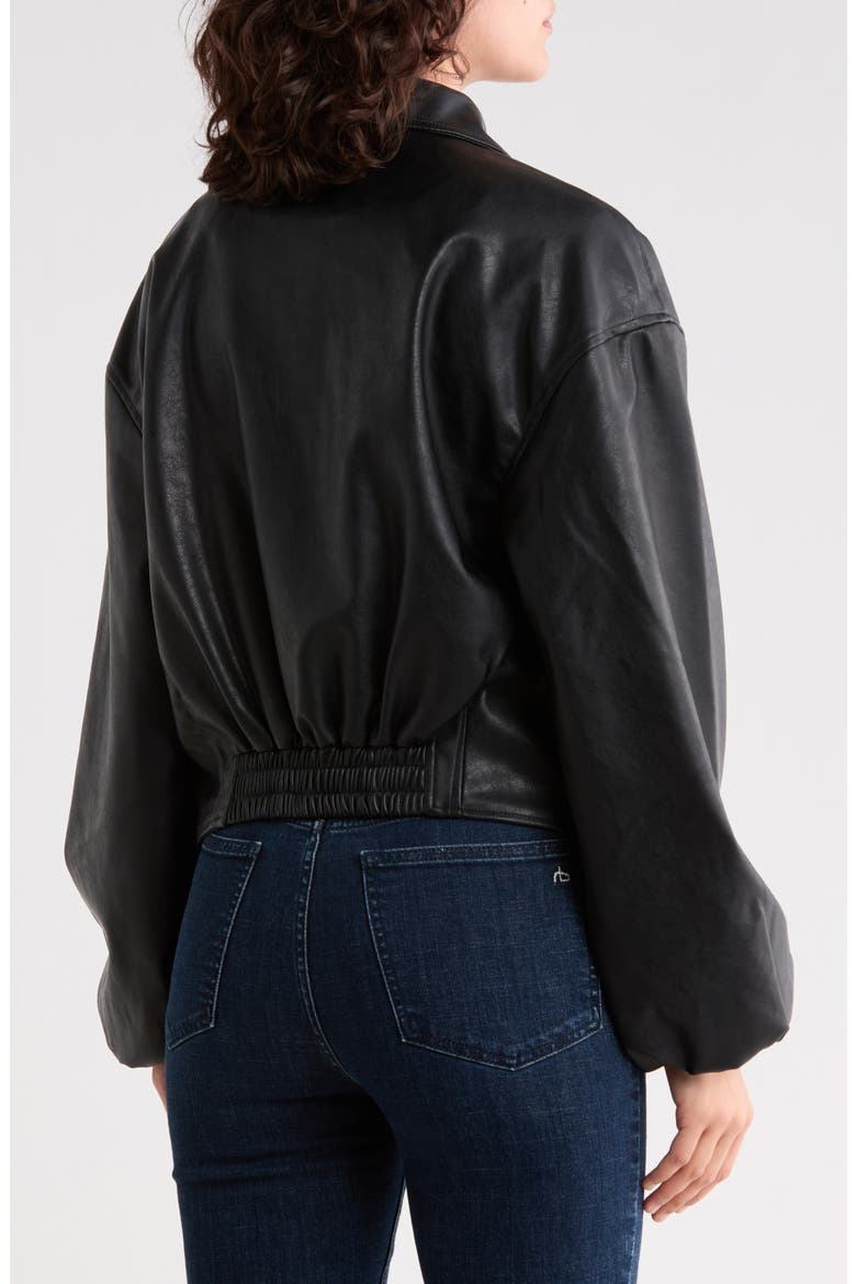 Faux Leather Bomber Jacket, Alternate, color, BLACK