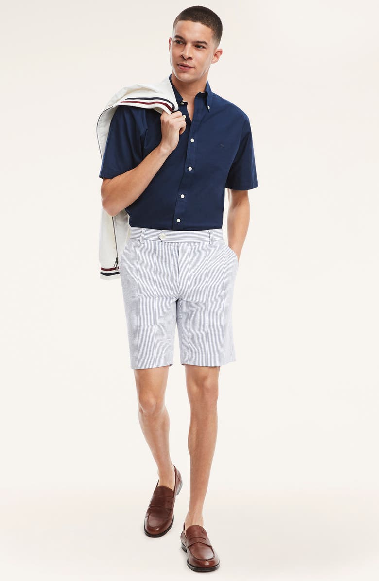 Brooks Brothers Seersucker Shorts, Alternate, color, Blue/ Ivory Stripe