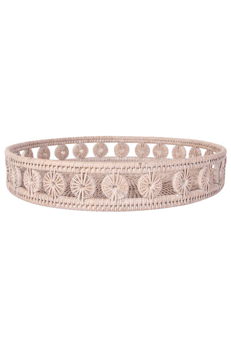 Artifacts Rattan Inna Design Round Tray, Alternate, color, White Wash